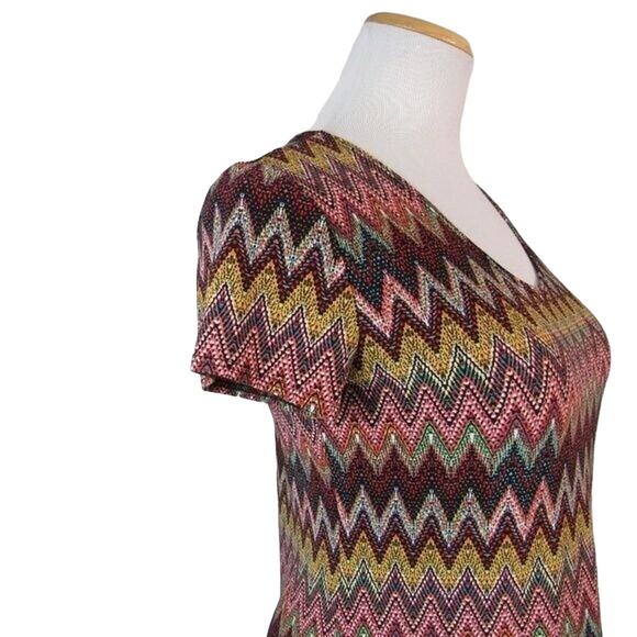 Suzie in the City Tunic Blouse Scoop Neck Short Sleeves Chevron Motif Size Small - Picture 6 of 7